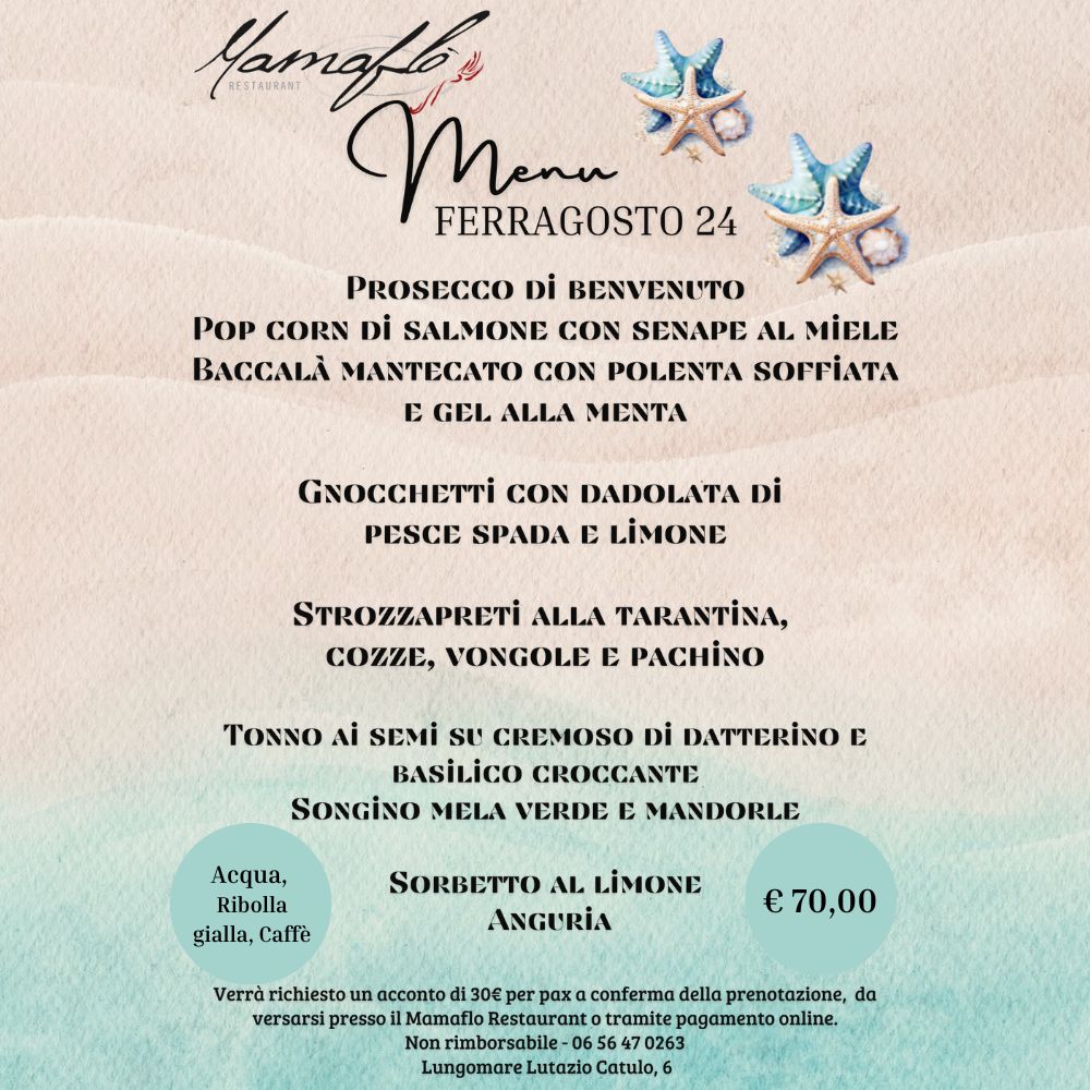 Menu Ferragosto 2024