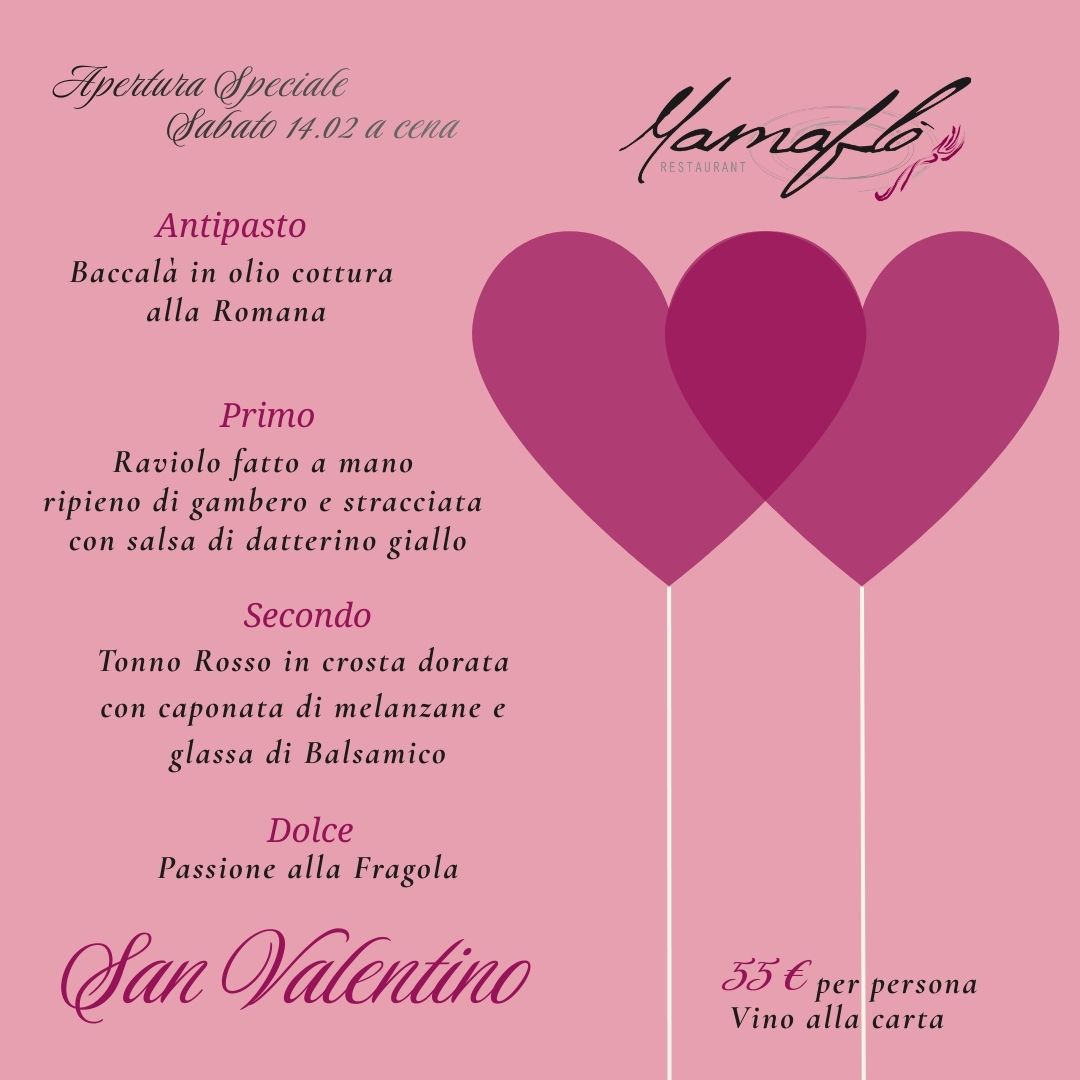 Cena San Valentino Roma Ostia Mamaflo